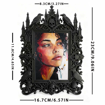 Cool-gothic-vibe Gothic Dark-style Photo Frame | Horror Movie Fan Cave Decor, Photo Ornament, Dual-use Display, Minimalist Frame