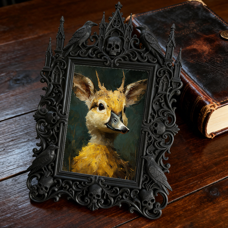 Classy-dark-style Gothic Dark-style Photo Frame | Dark Academia Bookcase Decor, Photo Ornament, Wall-mountable & Tabletop, Practical Frame