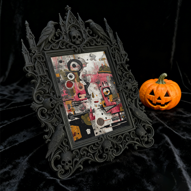 Unique-gothic Gothic Dark-style Photo Frame | Witchy Kitchen Herb Rack Decor, Photo Ornament, Wall-mountable & Tabletop, Portable Frame