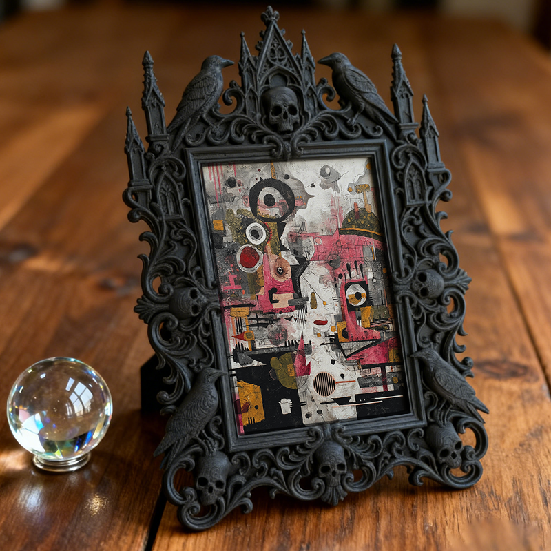 Unique-gothic Gothic Dark-style Photo Frame | Witchy Kitchen Herb Rack Decor, Photo Ornament, Wall-mountable & Tabletop, Portable Frame
