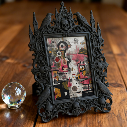 Unique-gothic Gothic Dark-style Photo Frame | Witchy Kitchen Herb Rack Decor, Photo Ornament, Wall-mountable & Tabletop, Portable Frame