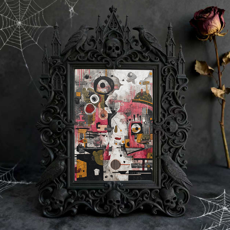 Unique-gothic Gothic Dark-style Photo Frame | Witchy Kitchen Herb Rack Decor, Photo Ornament, Wall-mountable & Tabletop, Portable Frame