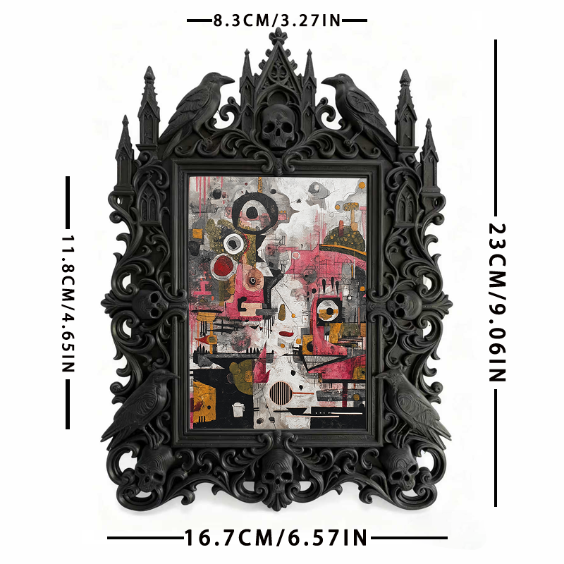 Unique-gothic Gothic Dark-style Photo Frame | Witchy Kitchen Herb Rack Decor, Photo Ornament, Wall-mountable & Tabletop, Portable Frame