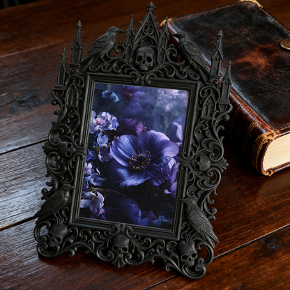 Refined-dark-vibe Gothic Dark-style Photo Frame | Paranormal Themed Guest Room Decor, Photo Ornament, Wall-mountable & Tabletop, Elegant Fra