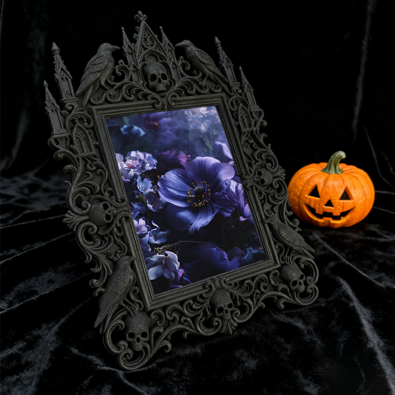 Refined-dark-vibe Gothic Dark-style Photo Frame | Paranormal Themed Guest Room Decor, Photo Ornament, Wall-mountable & Tabletop, Elegant Fra