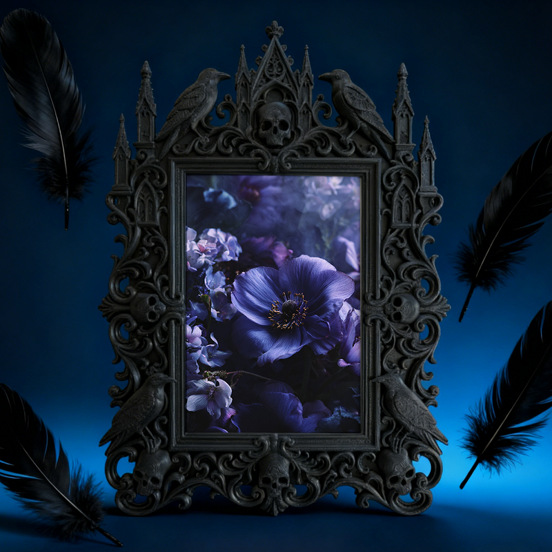 Refined-dark-vibe Gothic Dark-style Photo Frame | Paranormal Themed Guest Room Decor, Photo Ornament, Wall-mountable & Tabletop, Elegant Fra