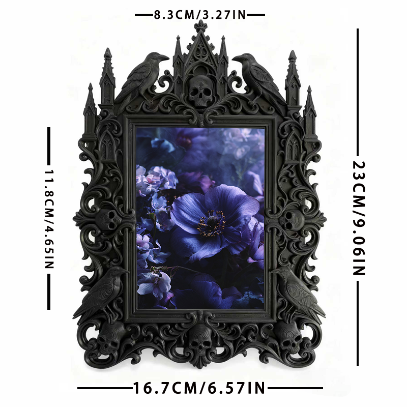 Refined-dark-vibe Gothic Dark-style Photo Frame | Paranormal Themed Guest Room Decor, Photo Ornament, Wall-mountable & Tabletop, Elegant Fra