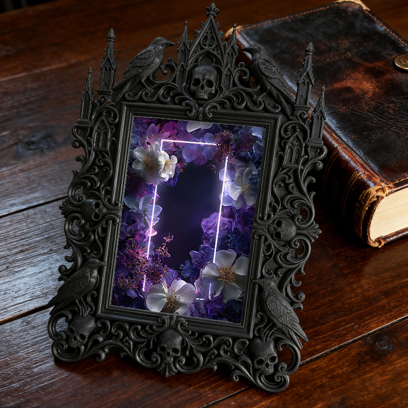 Collector-fave-pick Gothic Dark-style Photo Frame | Vintage Horror VHS Collection Display Decor, Photo Ornament, Wall/Table Dual-use, Displa