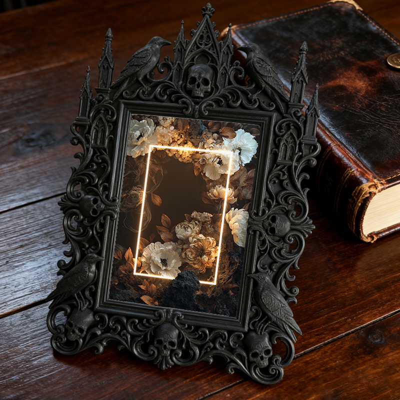 Eye-catching-gothic Gothic Dark-style Photo Frame | Dark Fantasy Miniature Collection Decor, Photo Ornament, Wall-mountable & Tabletop, Crea