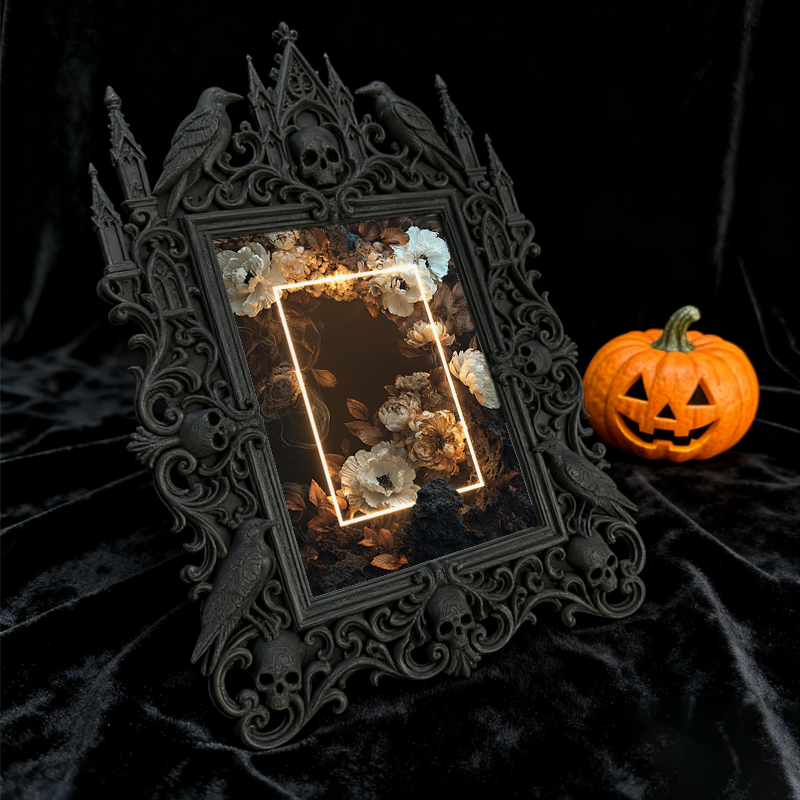 Eye-catching-gothic Gothic Dark-style Photo Frame | Dark Fantasy Miniature Collection Decor, Photo Ornament, Wall-mountable & Tabletop, Crea