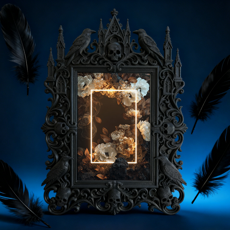 Eye-catching-gothic Gothic Dark-style Photo Frame | Dark Fantasy Miniature Collection Decor, Photo Ornament, Wall-mountable & Tabletop, Crea