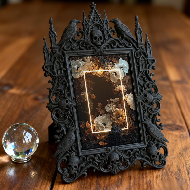 Eye-catching-gothic Gothic Dark-style Photo Frame | Dark Fantasy Miniature Collection Decor, Photo Ornament, Wall-mountable & Tabletop, Crea