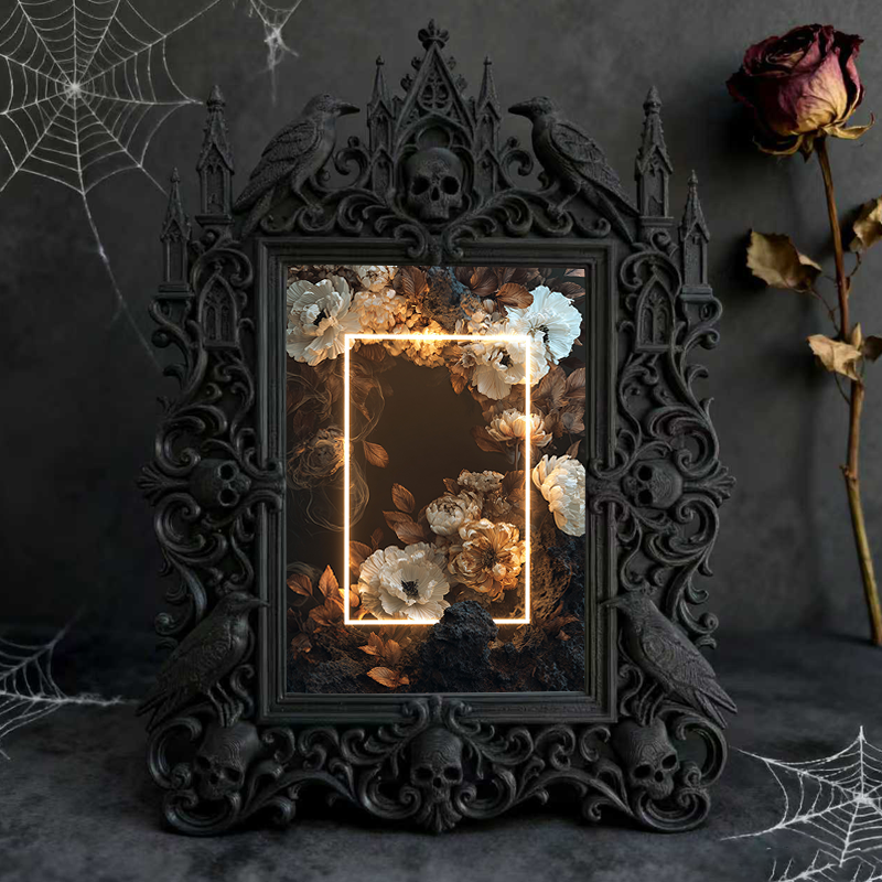 Eye-catching-gothic Gothic Dark-style Photo Frame | Dark Fantasy Miniature Collection Decor, Photo Ornament, Wall-mountable & Tabletop, Crea