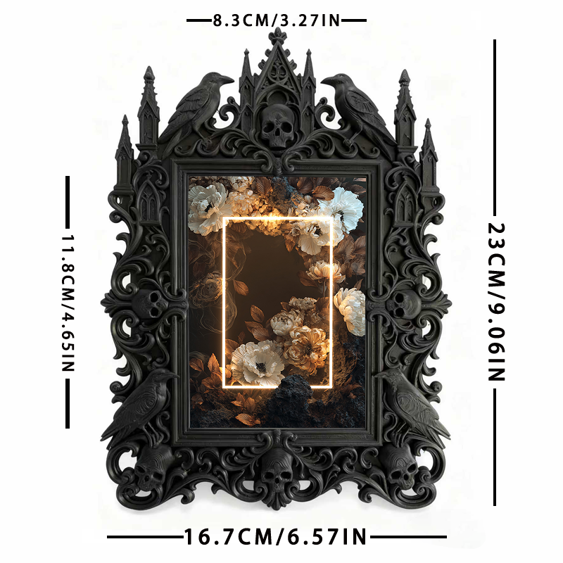 Eye-catching-gothic Gothic Dark-style Photo Frame | Dark Fantasy Miniature Collection Decor, Photo Ornament, Wall-mountable & Tabletop, Crea