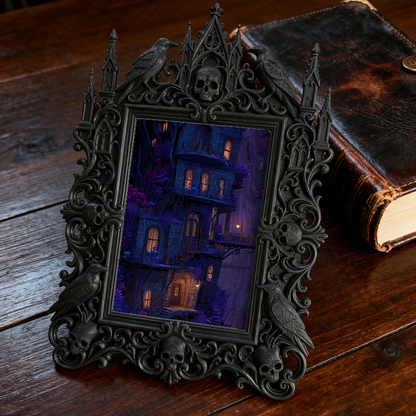 Adorable-dark-style Gothic Dark-style Photo Frame | Gothic Pet Bedside Decor, Photo Ornament, Dual-use Display, Cute Frame
