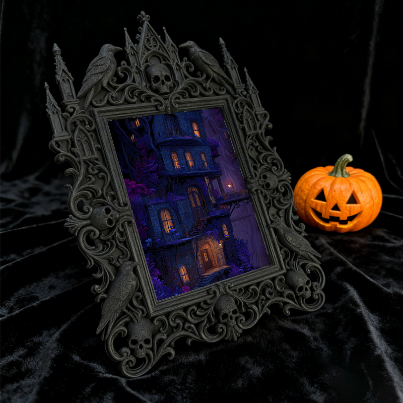 Adorable-dark-style Gothic Dark-style Photo Frame | Gothic Pet Bedside Decor, Photo Ornament, Dual-use Display, Cute Frame