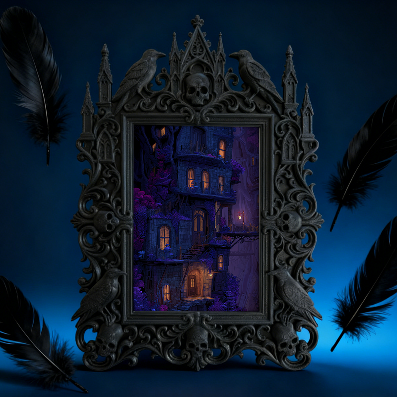 Adorable-dark-style Gothic Dark-style Photo Frame | Gothic Pet Bedside Decor, Photo Ornament, Dual-use Display, Cute Frame