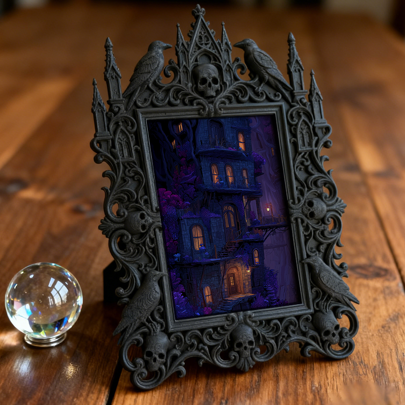 Adorable-dark-style Gothic Dark-style Photo Frame | Gothic Pet Bedside Decor, Photo Ornament, Dual-use Display, Cute Frame