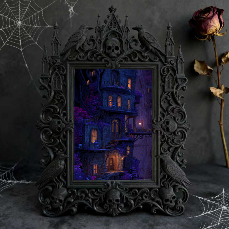 Adorable-dark-style Gothic Dark-style Photo Frame | Gothic Pet Bedside Decor, Photo Ornament, Dual-use Display, Cute Frame