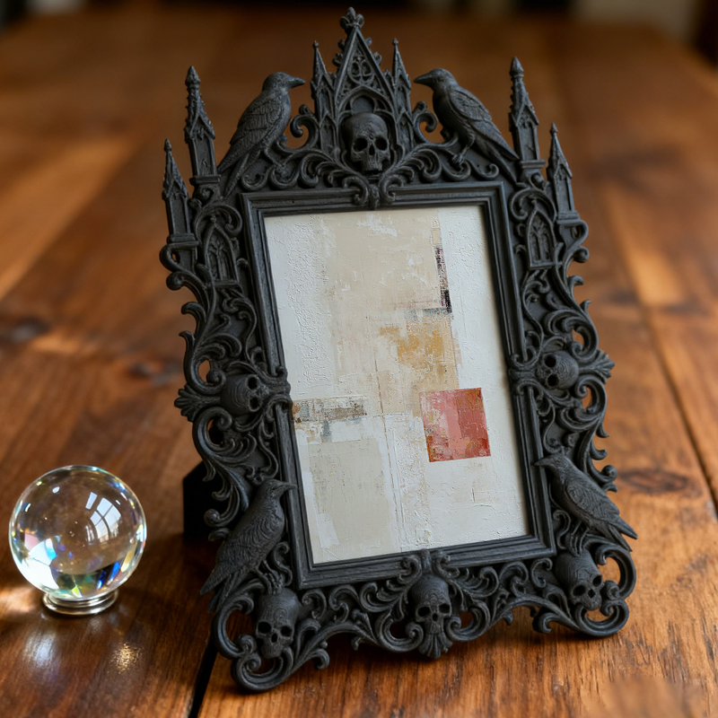 Trending-hot Gothic Dark-style Photo Frame | Gothic Front Porch Decor, Photo Ornament, Wall-mountable & Tabletop, Plastic Frame