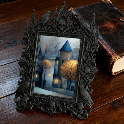 Fan-obsessed Gothic Dark-style Photo Frame | Gothic Halloween Indoor Decor, Photo Ornament, Wall-mountable & Tabletop, Lightweight Frame