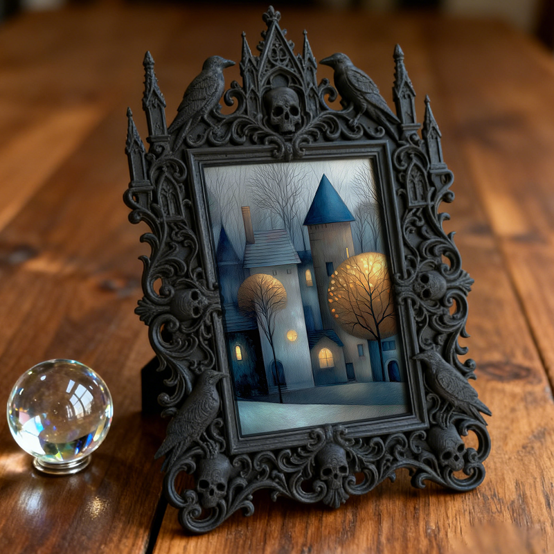 Fan-obsessed Gothic Dark-style Photo Frame | Gothic Halloween Indoor Decor, Photo Ornament, Wall-mountable & Tabletop, Lightweight Frame