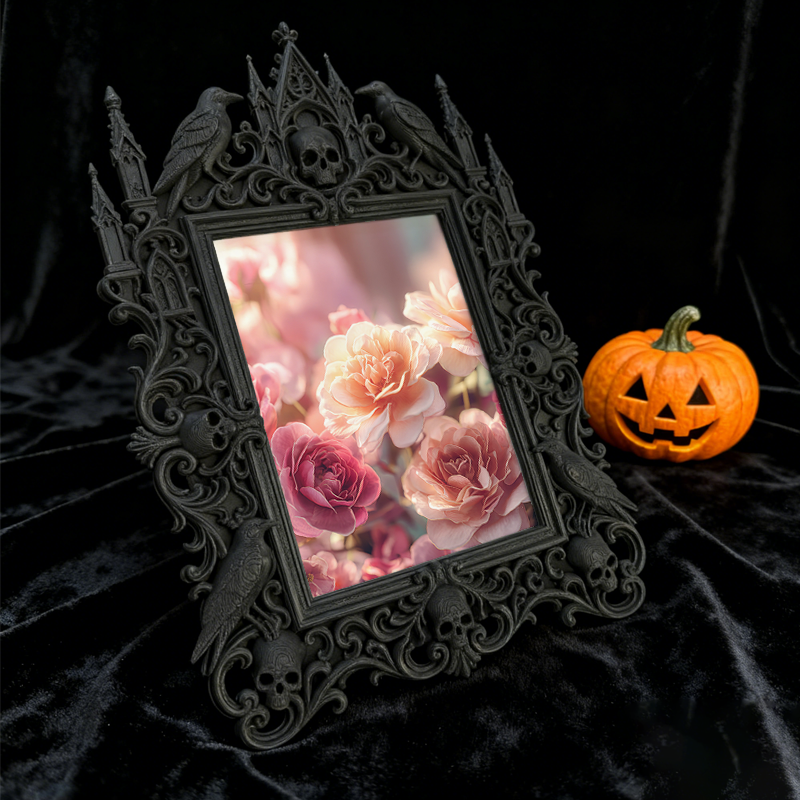 Quick-sellout-gothic Gothic Dark-style Photo Frame | Witchy Bedroom Vanity Decor, Photo Ornament, Dual-use Display, Retro Plastic Frame