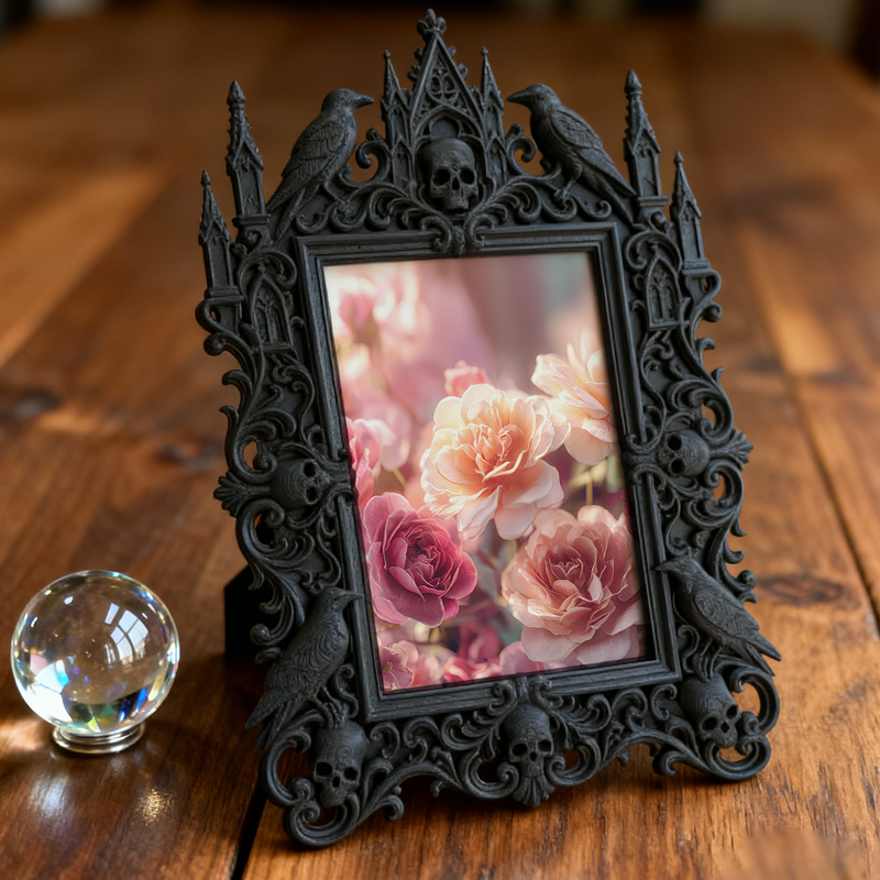 Quick-sellout-gothic Gothic Dark-style Photo Frame | Witchy Bedroom Vanity Decor, Photo Ornament, Dual-use Display, Retro Plastic Frame