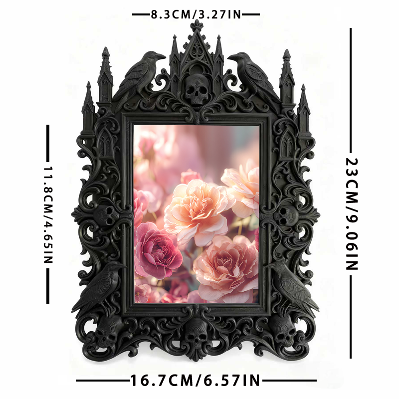 Quick-sellout-gothic Gothic Dark-style Photo Frame | Witchy Bedroom Vanity Decor, Photo Ornament, Dual-use Display, Retro Plastic Frame