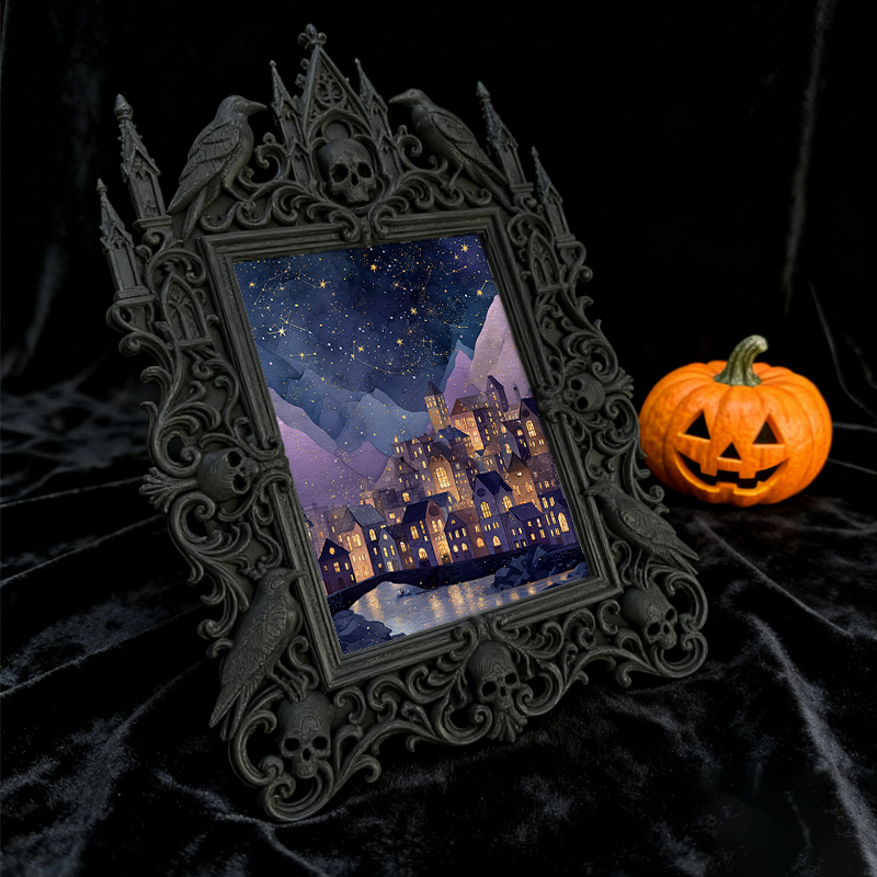 Must-buy-gothic Gothic Dark-style Photo Frame | Gothic Home Office Desk Decor, Photo Ornament, Wall-mountable & Tabletop, Slim Frame