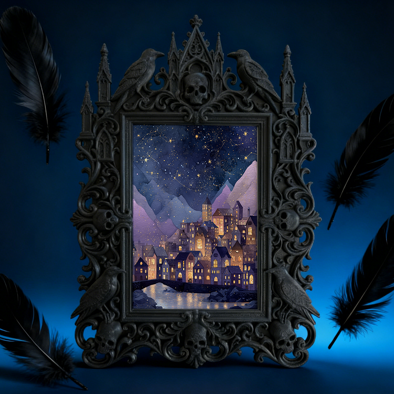 Must-buy-gothic Gothic Dark-style Photo Frame | Gothic Home Office Desk Decor, Photo Ornament, Wall-mountable & Tabletop, Slim Frame