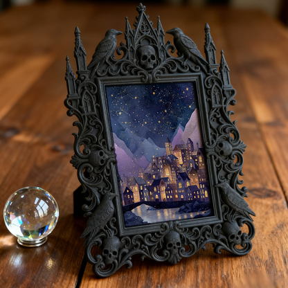Must-buy-gothic Gothic Dark-style Photo Frame | Gothic Home Office Desk Decor, Photo Ornament, Wall-mountable & Tabletop, Slim Frame