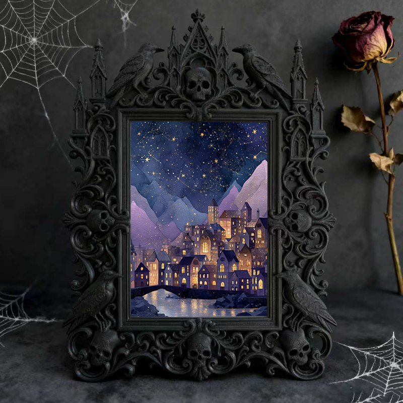 Must-buy-gothic Gothic Dark-style Photo Frame | Gothic Home Office Desk Decor, Photo Ornament, Wall-mountable & Tabletop, Slim Frame
