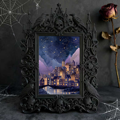 Must-buy-gothic Gothic Dark-style Photo Frame | Gothic Home Office Desk Decor, Photo Ornament, Wall-mountable & Tabletop, Slim Frame