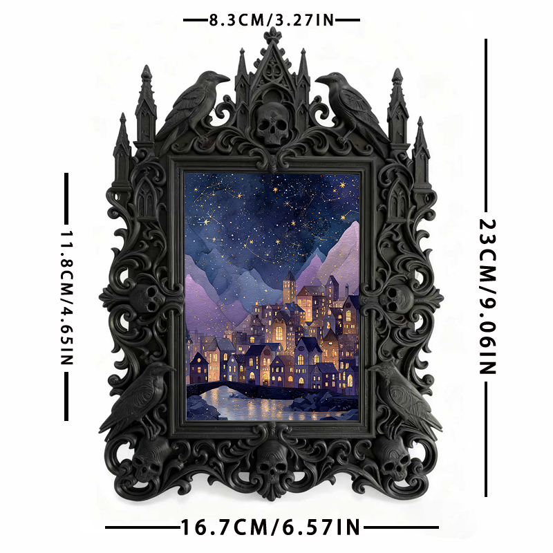 Must-buy-gothic Gothic Dark-style Photo Frame | Gothic Home Office Desk Decor, Photo Ornament, Wall-mountable & Tabletop, Slim Frame