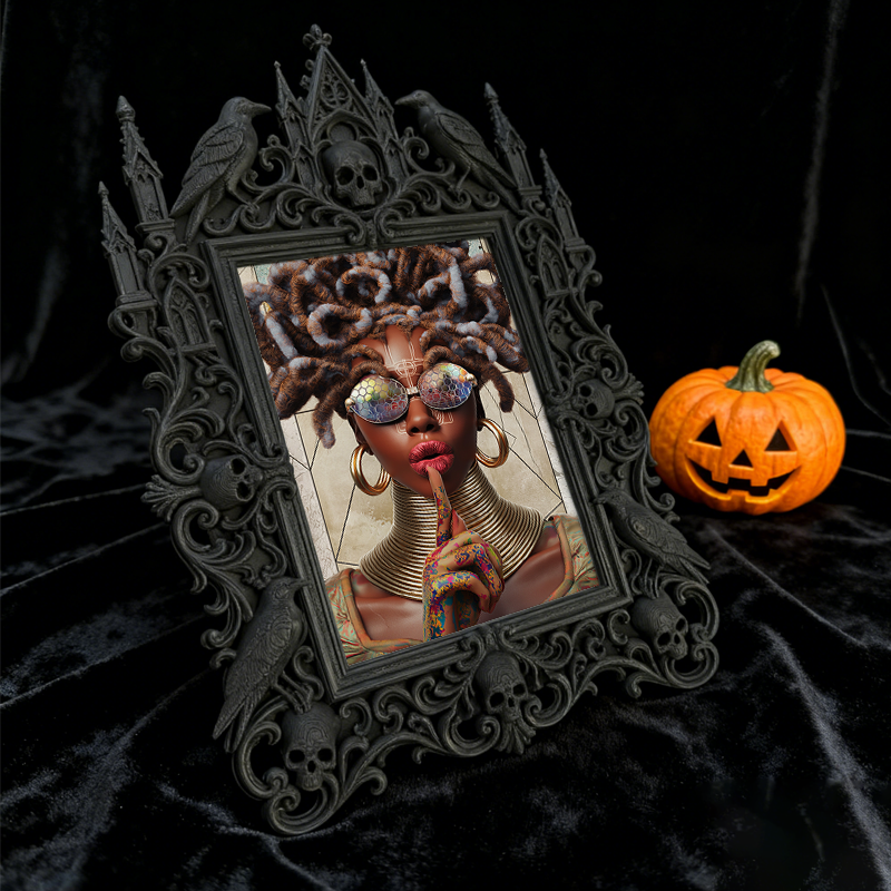 Customer-approved Gothic Dark-style Photo Frame | Vampire Themed Living Room Decor, Photo Ornament, Dual-use Display, Sturdy Frame