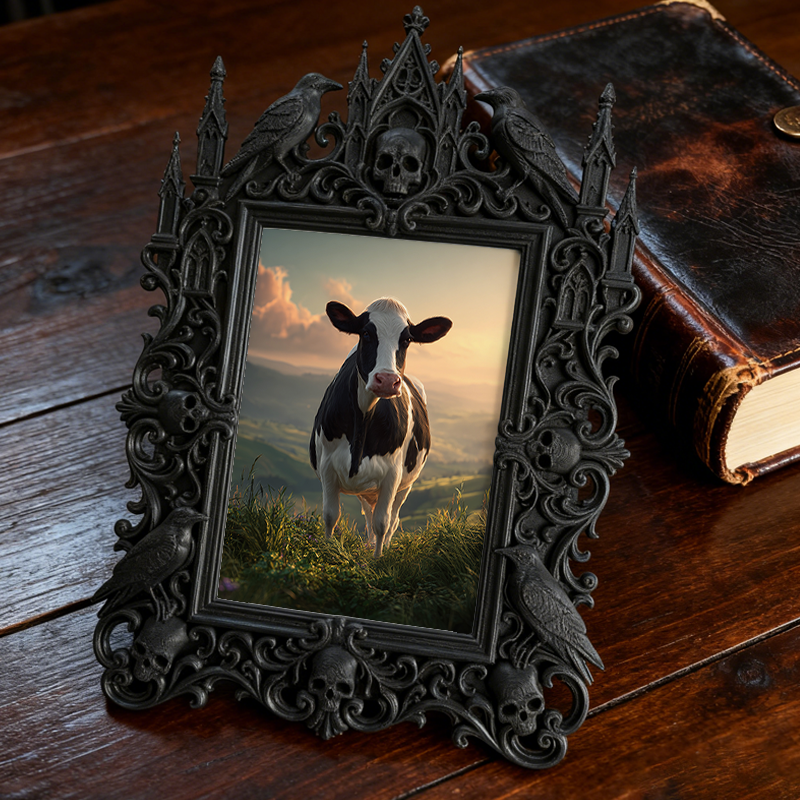 Limited-quantity Gothic Dark-style Photo Frame | Occult Book Shelf Decor, Photo Ornament, Wall-mountable & Tabletop, Collectible Frame