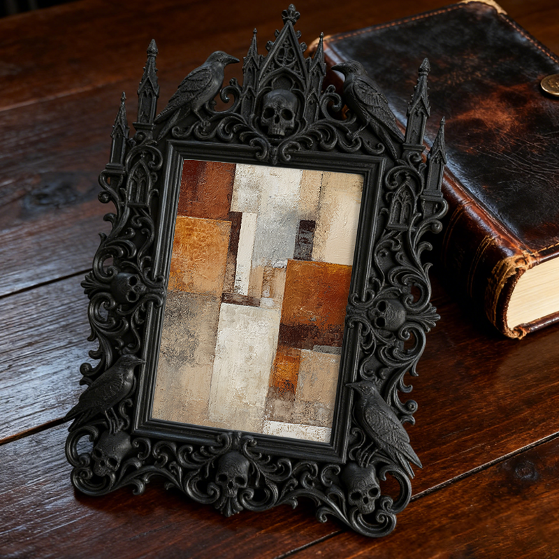 Rare-find-gothic Gothic Dark-style Photo Frame | Gothic Backyard Patio Decor, Photo Ornament, Wall/Table Dual-use, Rustic Frame