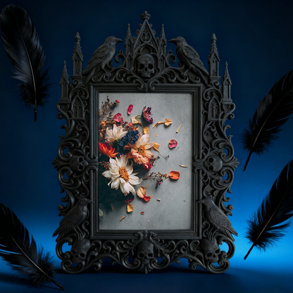TikTok-famous Gothic Dark-style Photo Frame | Gothic Makeup Vanity Decor, Photo Ornament, Wall-mountable & Tabletop, High-gloss Frame