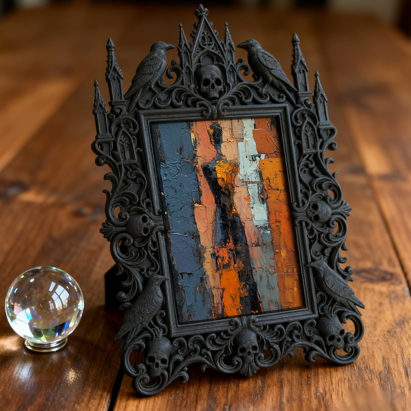 Trend-alert Gothic Dark-style Photo Frame | Dark Fantasy Themed Kids’ Room Decor, Photo Ornament, Wall/Table Dual-use, Display-grade Frame