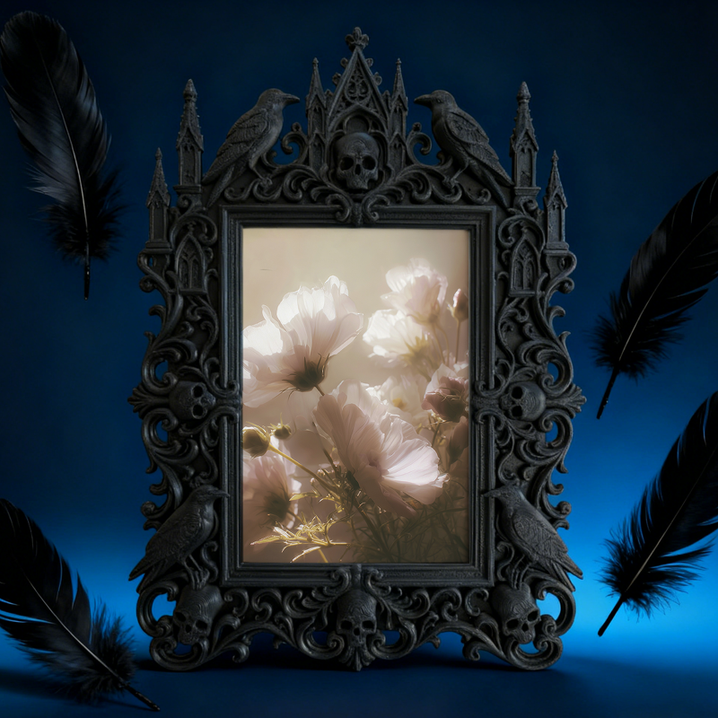 Must-own-now Gothic Dark-style Photo Frame | Gothic Pet Memorial Corner Decor, Photo Ornament, Wall-mountable & Tabletop, Creative Frame