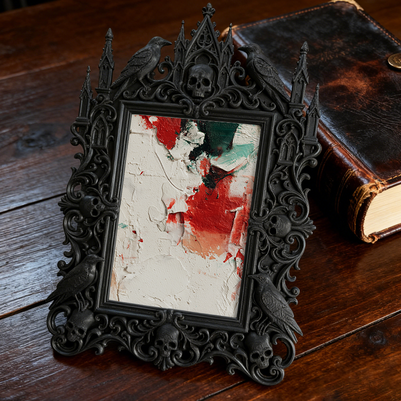 5-star-approved Gothic Dark-style Photo Frame | Vampire Themed Study Room Decor, Photo Ornament, Dual-use Display, Cute Frame