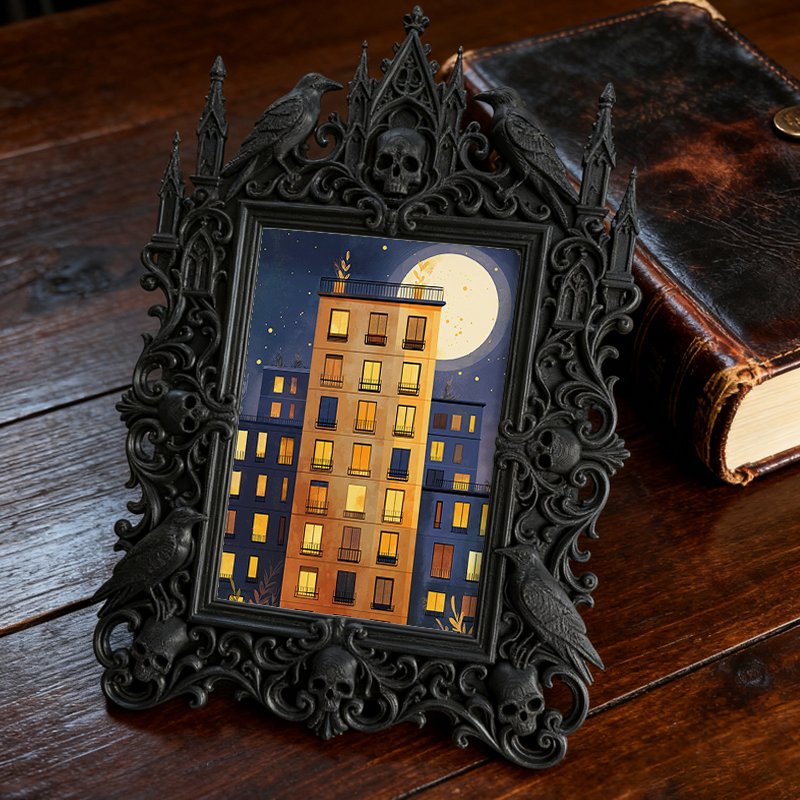 Exclusive-stock-now Gothic Dark-style Photo Frame | Occult Crystal Display Shelf Decor, Photo Ornament, Wall-mountable & Tabletop, Portable 