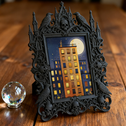 Exclusive-stock-now Gothic Dark-style Photo Frame | Occult Crystal Display Shelf Decor, Photo Ornament, Wall-mountable & Tabletop, Portable 