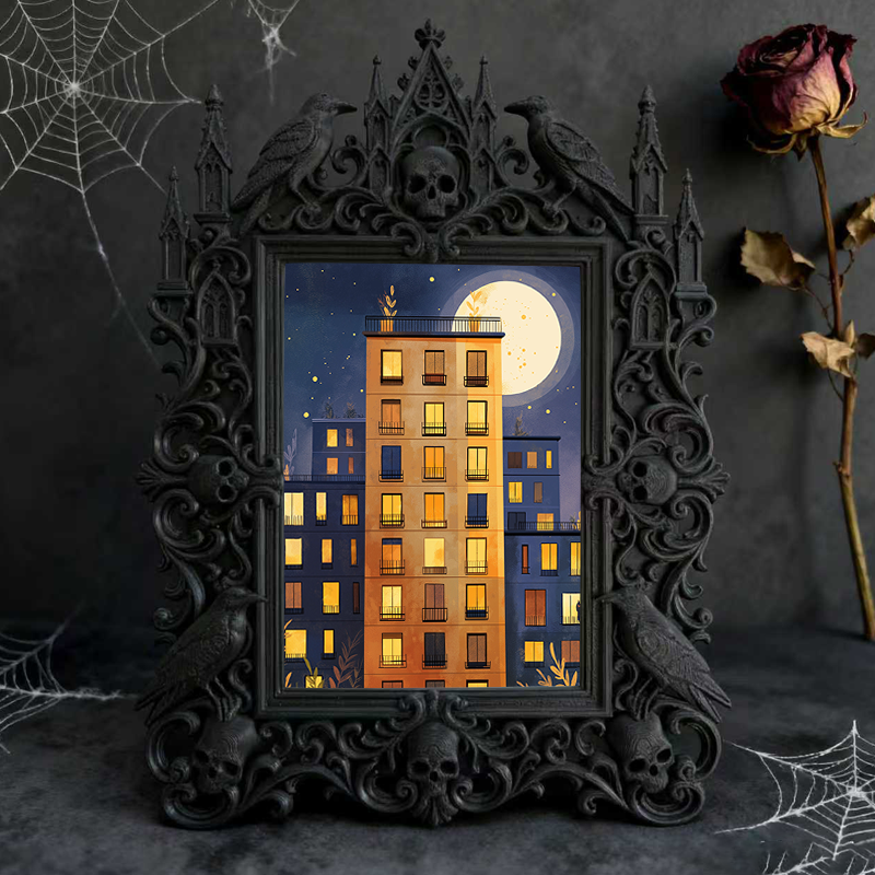 Exclusive-stock-now Gothic Dark-style Photo Frame | Occult Crystal Display Shelf Decor, Photo Ornament, Wall-mountable & Tabletop, Portable 
