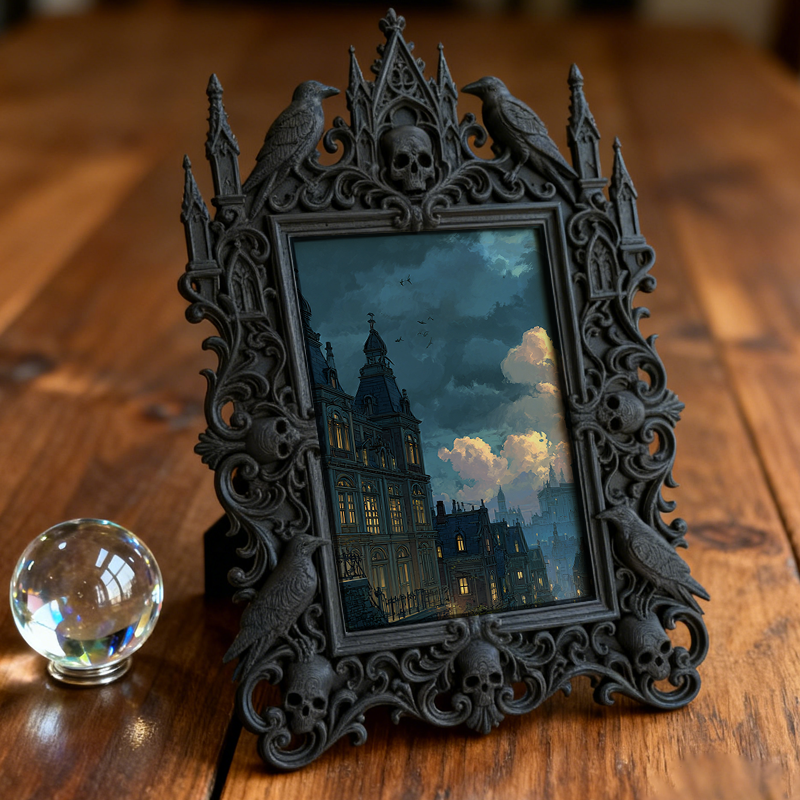 Sought-after-now Gothic Dark-style Photo Frame | Werewolf Themed Home Theater Decor, Photo Ornament, Wall/Table Dual-use, Retro Plastic Fram
