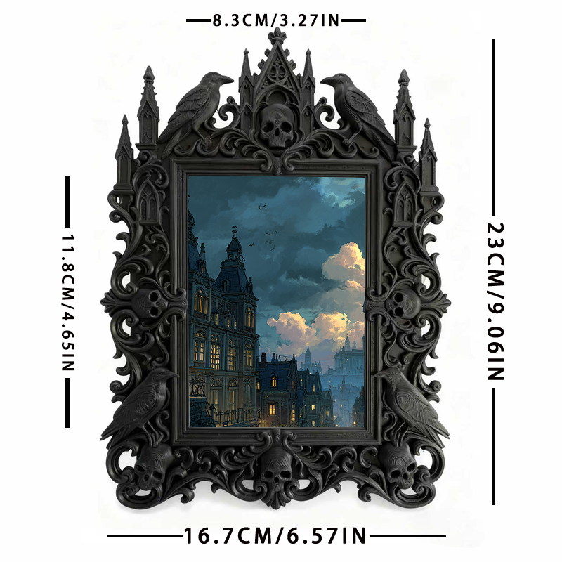 Sought-after-now Gothic Dark-style Photo Frame | Werewolf Themed Home Theater Decor, Photo Ornament, Wall/Table Dual-use, Retro Plastic Fram