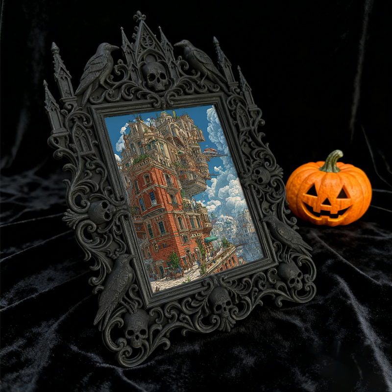 TikTok-famous Gothic Dark-style Photo Frame | Gothic Handmade Incense Stick Shop Decor, Photo Ornament, Wall-mountable & Tabletop, Plastic F
