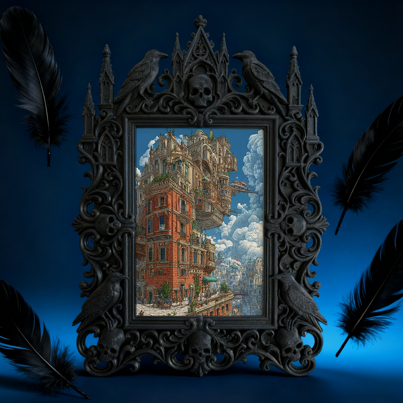 TikTok-famous Gothic Dark-style Photo Frame | Gothic Handmade Incense Stick Shop Decor, Photo Ornament, Wall-mountable & Tabletop, Plastic F
