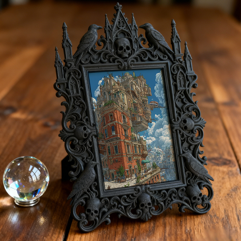 TikTok-famous Gothic Dark-style Photo Frame | Gothic Handmade Incense Stick Shop Decor, Photo Ornament, Wall-mountable & Tabletop, Plastic F